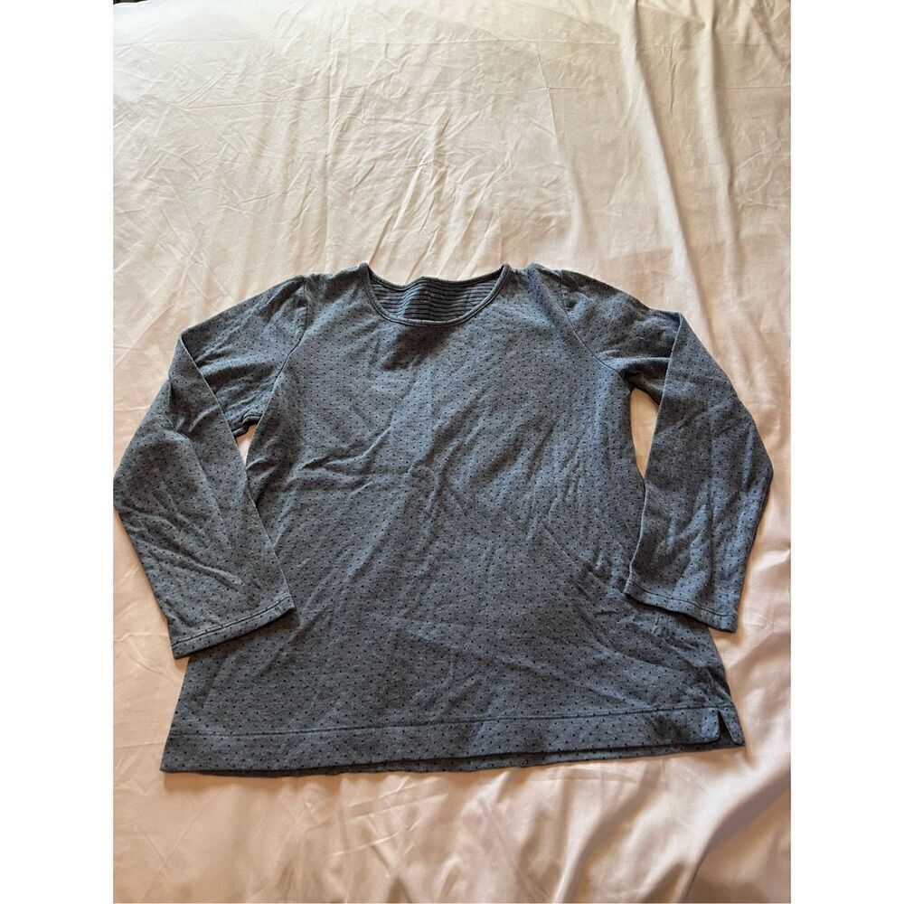 Croft & Barrow Blue Polkadot Long Sleeve Top Woman’s Size Large